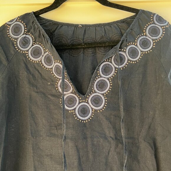 J. Crew Navy Blue Cotton Linen Pullover Top Size XS - Picture 2 of 4